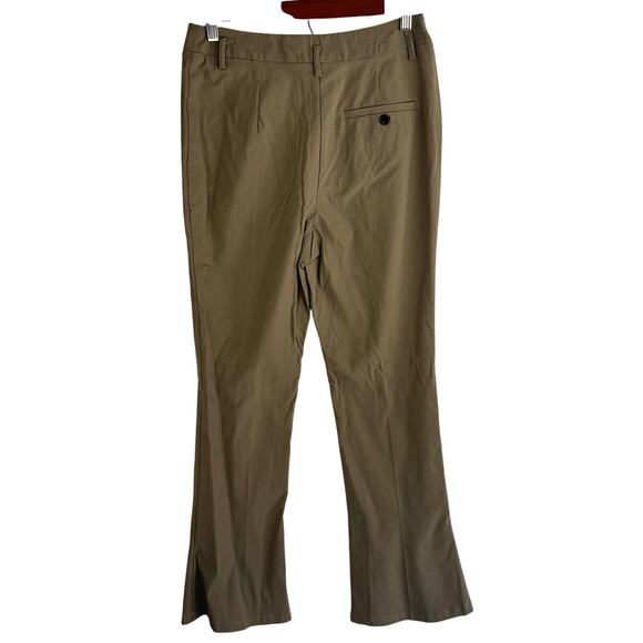 TOPSHOP‎ PLEATED FLARE LEG HIGH RISE CAREER PANTS IN TAN NWOT WOMEN'S SIZE 6 - Picture 2 of 11